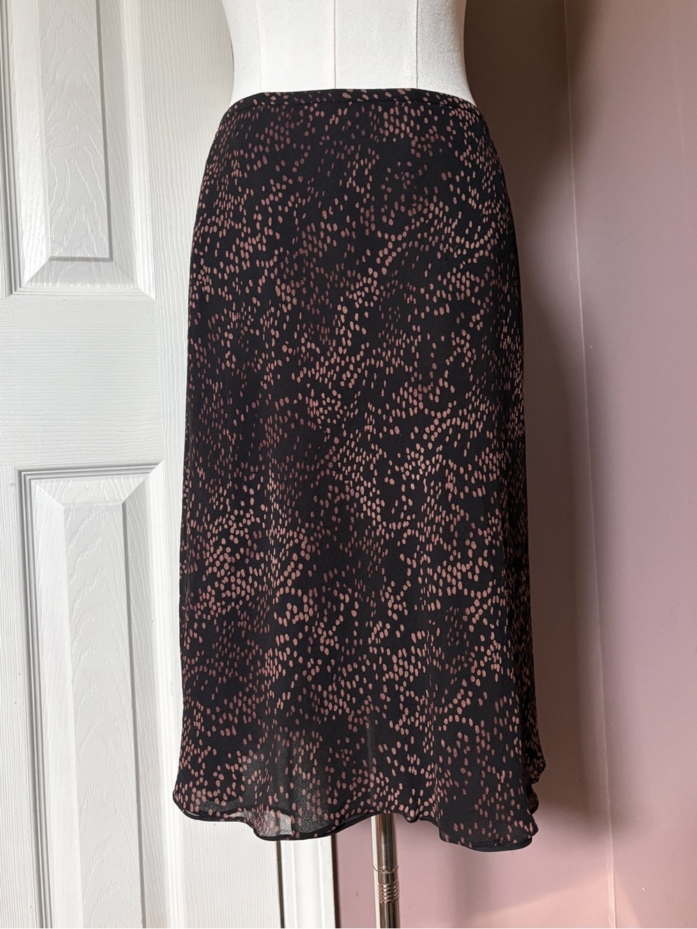 Vtg 90s Ann Taylor Silk Skirt Sz 6 Brown Polka Dot | Earthy Fairy Whimsigoth